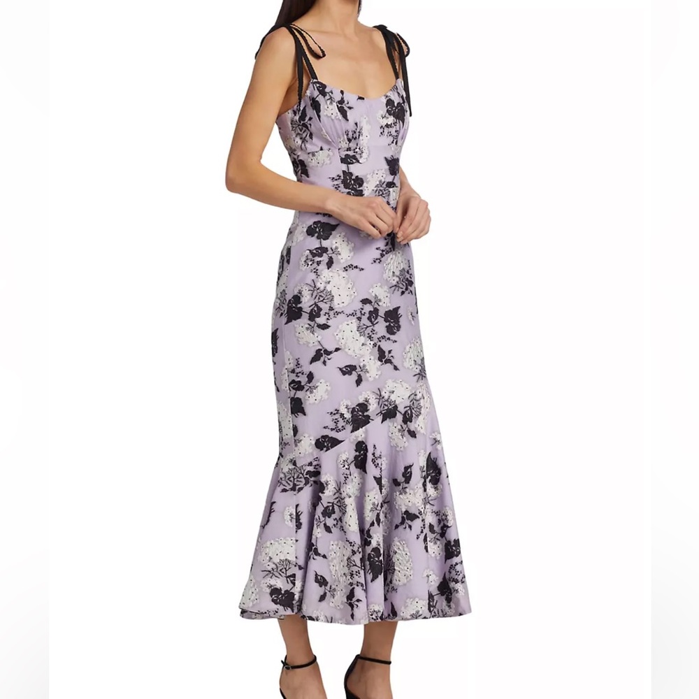 Monique Lhuillier Floral Jacquard Midi Dress - Picture 3 of 16